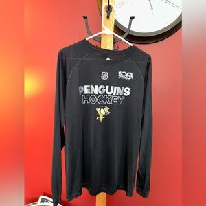 Black Adidas Pittsburgh Penguins Long Sleeve T-shirt